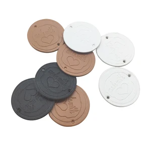 Круглые этикетки из искусственной кожи, 25 мм, ручная работа, с любовным сердцем