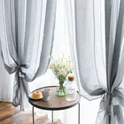 Скандинавский стиль, простые полосатые прозрачные шторы из вуали для гостиной, темно-серые полоски, для спальни, украшение для окна, тюлевые шторы