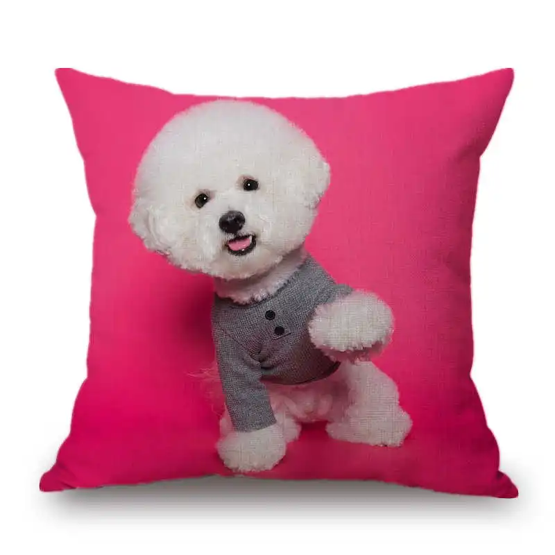 11 Bichon Frise, хлопковый льняной чехол для подушки, дивана, поясная наволочка, домашний декор - Цвет: 11