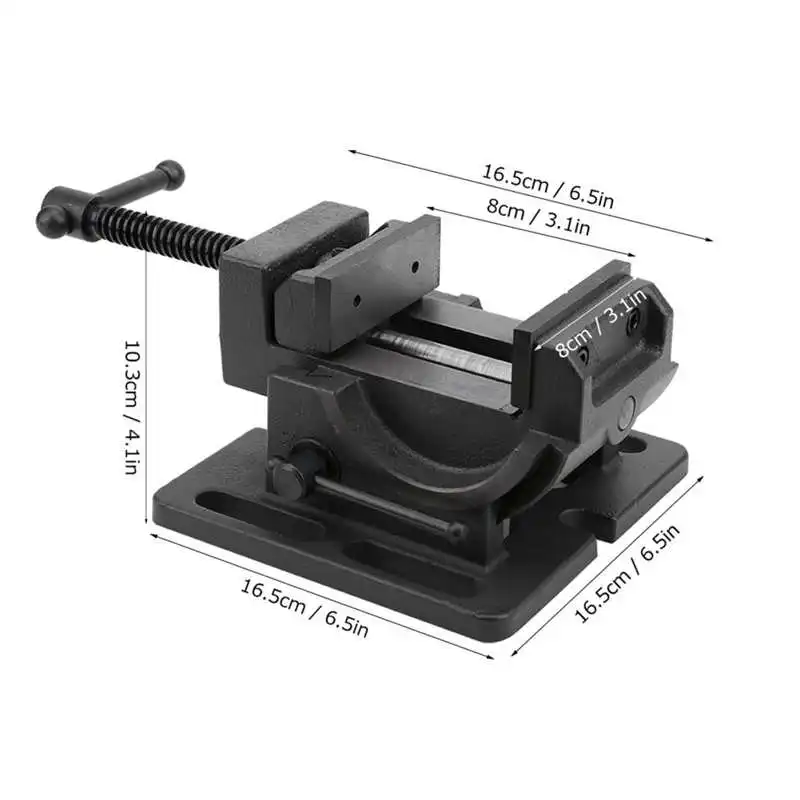 

3 Inch Vise With 2Pcs Hex Wrench Drill Press Vise Cast Iron Body Corrosion Resistant Tiltable Table Vise