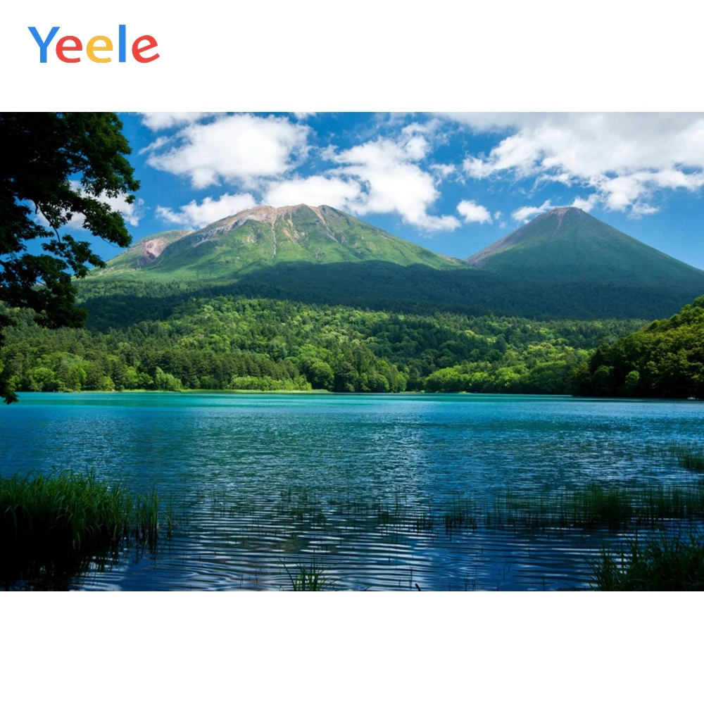 Пейзаж фон летнее озеро облачно голубое небо Природные пейзажи фоны для