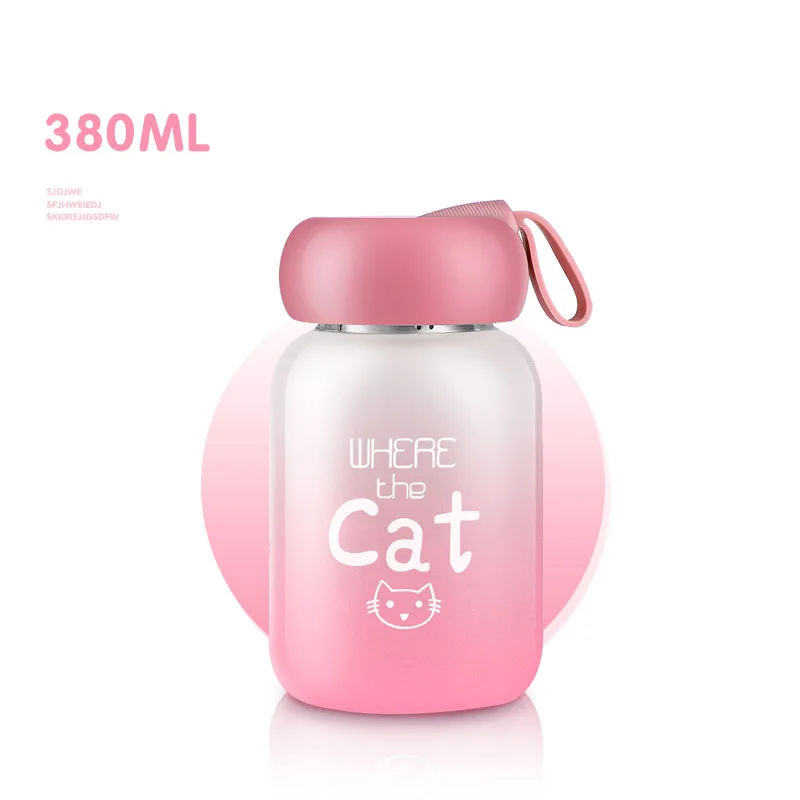 Gradient Pink 380 мл стеклянная бутылка для воды спортивная уличная бутылка для воды с чайным фильтром из нержавеющей стали милые градиентные бутылки бутылка рукав - Цвет: Gradient Pink