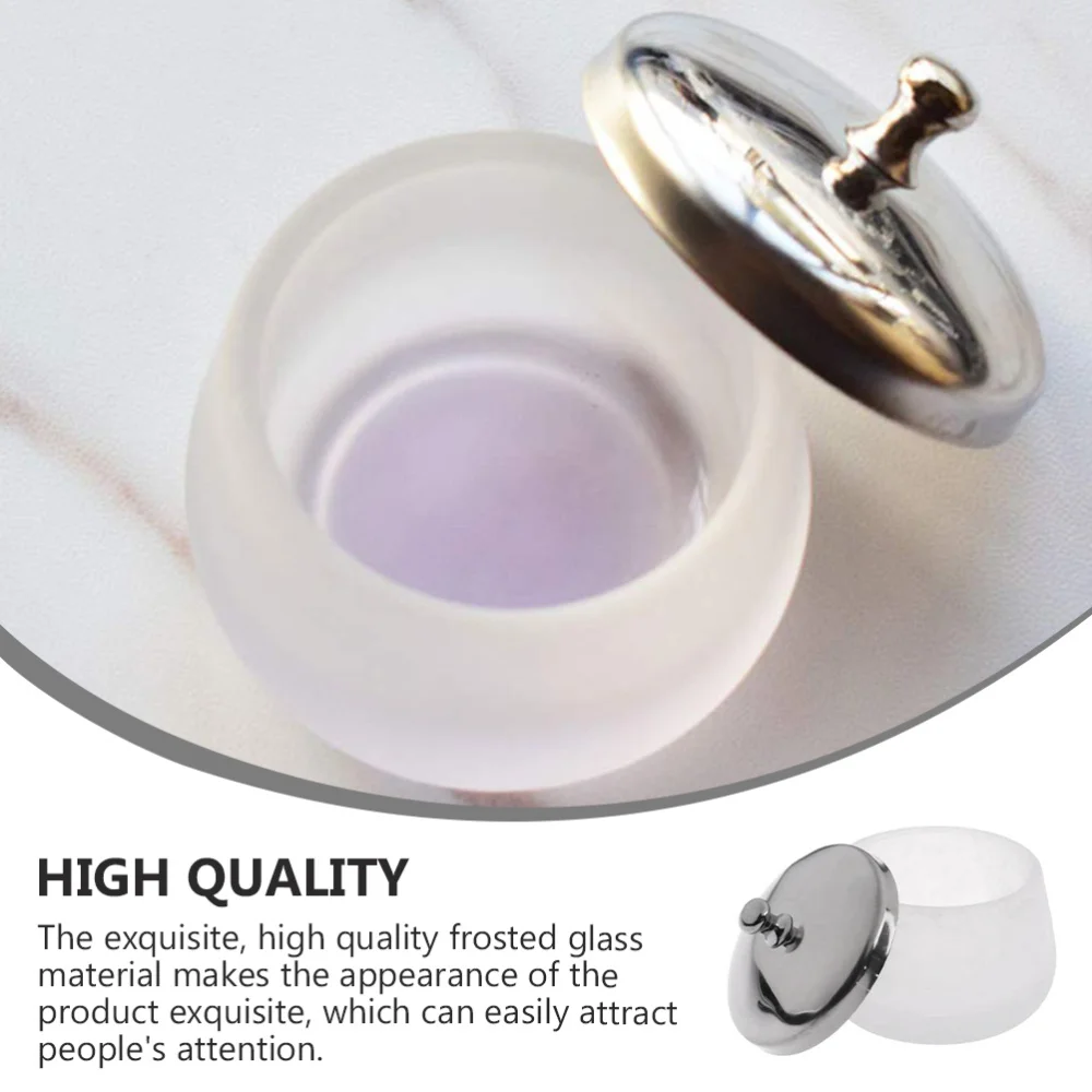 

2pcs Crystal Nail Varnish Washing Cup with Stainless Steel Lid Disinfection Cup