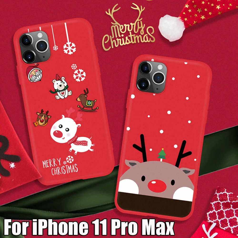 Мягкий ТПУ чехол для телефона iPhone 11 Pro Max XR XS X 8 7 Plus Merry Christmas santa claus Deer