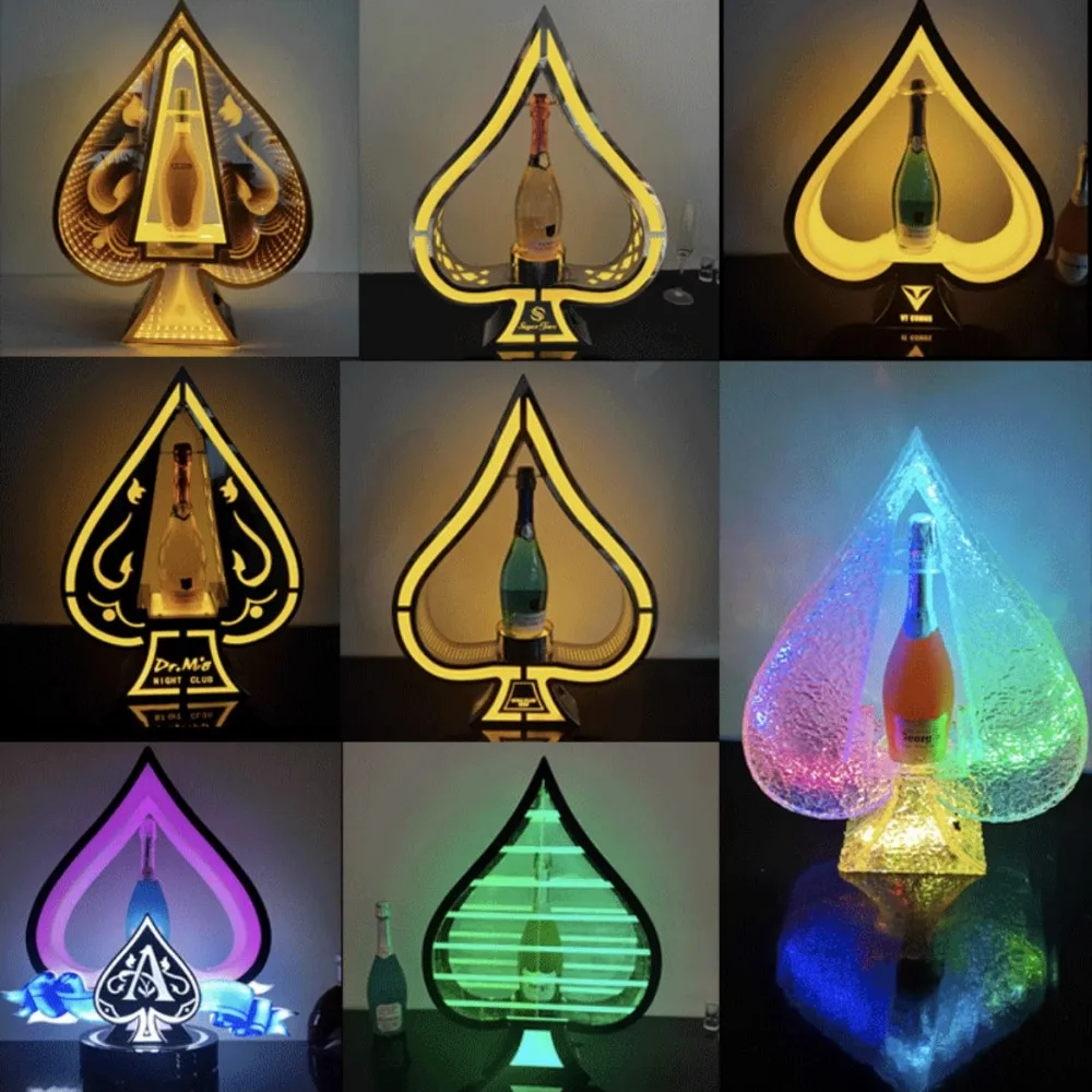 Ace of Spade-botella de champ&aacute;n LED recargable, soporte para botella de vino, c&oacute;ctel en crecimiento, para club nocturno, fiesta, sal&oacute;n, Bar-2