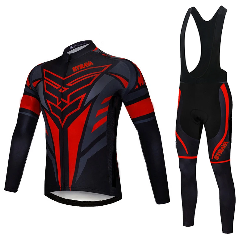 

STRAVA Cycling Set 2021 Bicycle Team Pro Autumn Breathable Shirts for Men Full Sleeve Bicycle Team Males' Cycling Uniform