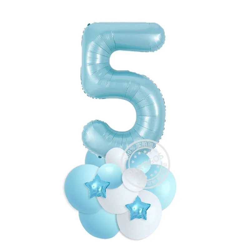 20 шт./лот 40-дюймовые воздушные шары с розовыми и синими цифрами надувные для