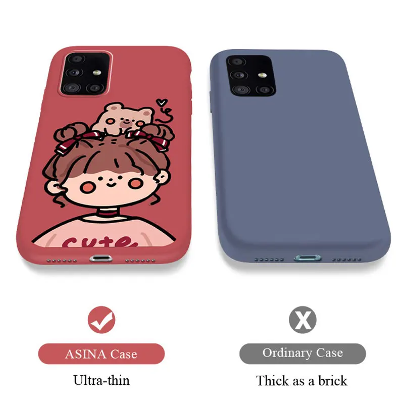 

ASINA Cute Cartoon Case For Samsung Galaxy A51 A71 A70 A20 21 30 Soft Liquid Silicone Couple Cover For Samsung M30s Fundas Bear
