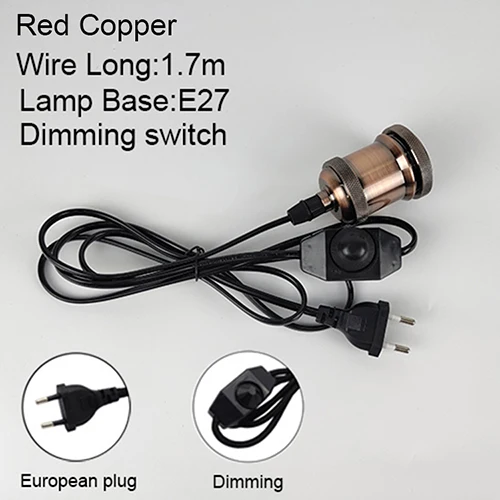 Red Copper Dimming Подвеска в виде вилки лампа винтажная база E27 1,7 м с переключателем гнездо держатель лампы подвесная осветительная арматура EU/US/AU/UK вилка затемнения - Цвет корпуса: Red Copper Dimming