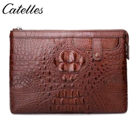 fashion male organizer wallet crocodile leather design checkbook chain zipper pocket wallet purse clutch bag
