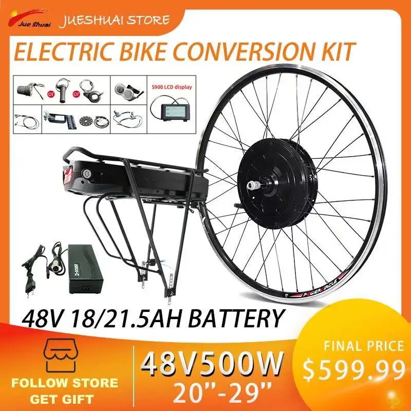 

Без НДС 500W4 8V комплект для переоборудования электрического велосипеда задняя стойка аккумулятор 18 Ач/21,5 Ач переднее/заднее колесо ступицы м...