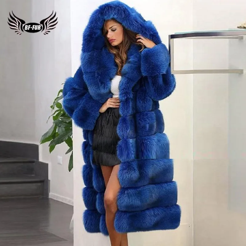 Мода 2021 шуба из натурального Лисьего меха с капюшоном женская меховая куртка