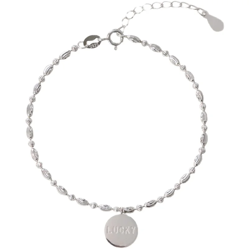 

Whole body 925 sterling silver lucky flash sand round brand bracelet Italian diamond light chain student simple jewelry
