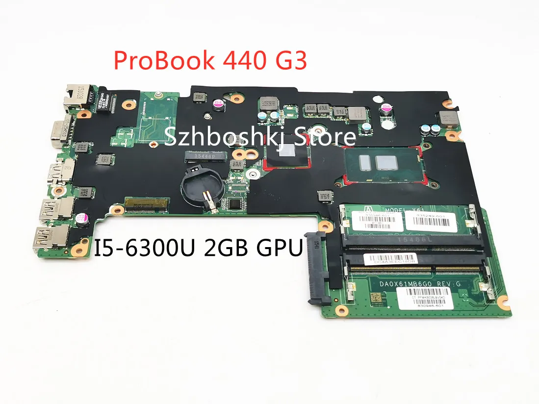 

Laptop Motherboard 830946-601 830946-001 830946-501 For HP ProBook 440 G3 Notebook PC with I5-6300U CPU 2GB GPU DA0X61MB6G0