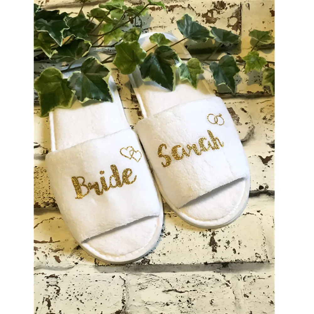 custom ring heart Slippers Open Toe silver gold mother of groom Christmas Wedding proposal Gift bridal party | Обувь