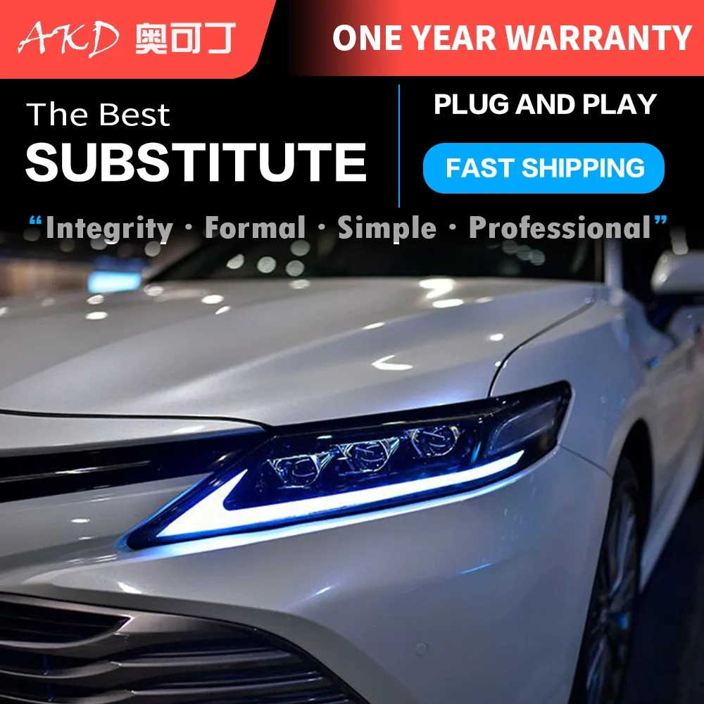 

AKD Car Styling Headlights for Toyota Camry G8 2018-2021 Hybrid Upgrade to Lexus ES LED Headlight DRL Head Lamp Led Projector