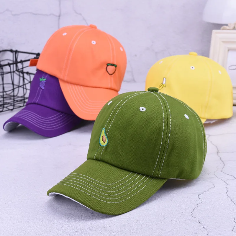 Женская летняя кепка с фруктовым принтом Ins зеленого цвета вышитым авокадо