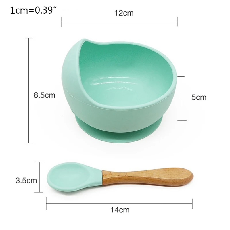 

2 Pcs Baby Silicone Suction Cup Base Bowl Spoon Set Non-Slip Learning Feeding Tableware Kids Sucker Dishes Dinnerware