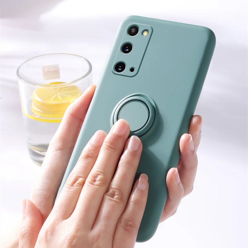 

Thin Soft Liquid Silicone Ring Holder Case For Samsung S21 S21 Ultra S20 FE S20 Plus For Samsung Note 20 Plus Stand Cover