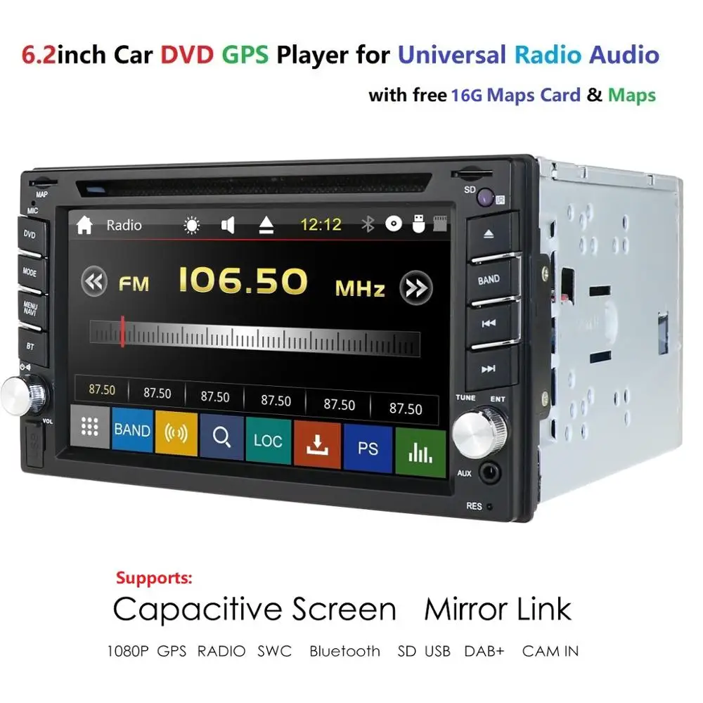 Автомобильный Электронный 2 din Автомобильный dvd-плеер gps навигация 6,2 дюймов 2din универсальный автомобильный Радио в тире Bluetooth стерео видео роутер SWC с бесплатной картой