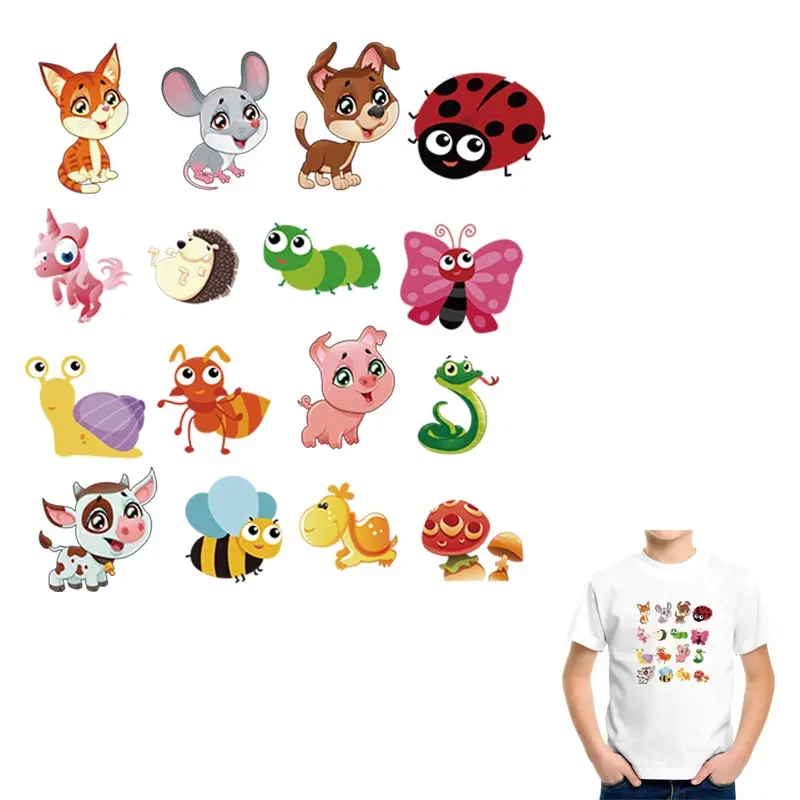 

Cute Animals Heat Stickers On T-shirt DIY Washable Iron On Transfers For Clothing Cat Butterfly Pig On Clothes Appliqued Patches