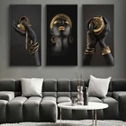 Африканская женщина, искусство, фотообои, черные руки, золотые украшения, холст, картины, домашний декор
