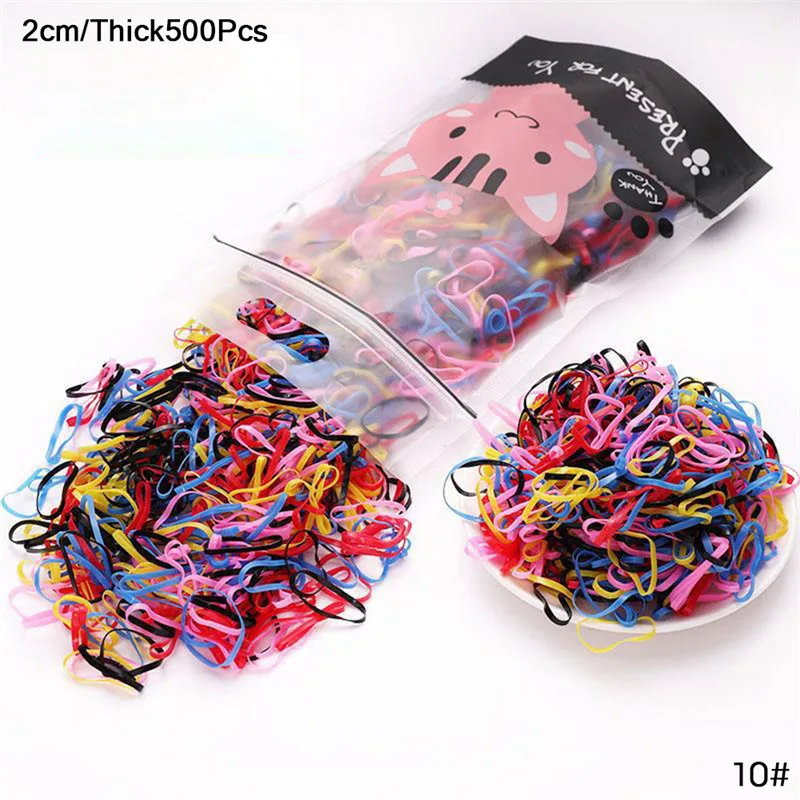 500pcs 22 200/1000 шт милые цветные кольца для девочек, Одноразовые эластичные резинки для волос, резинка для хвоста, резинки для волос, Детские аксессуары для волос - Цвет: 500pcs 22