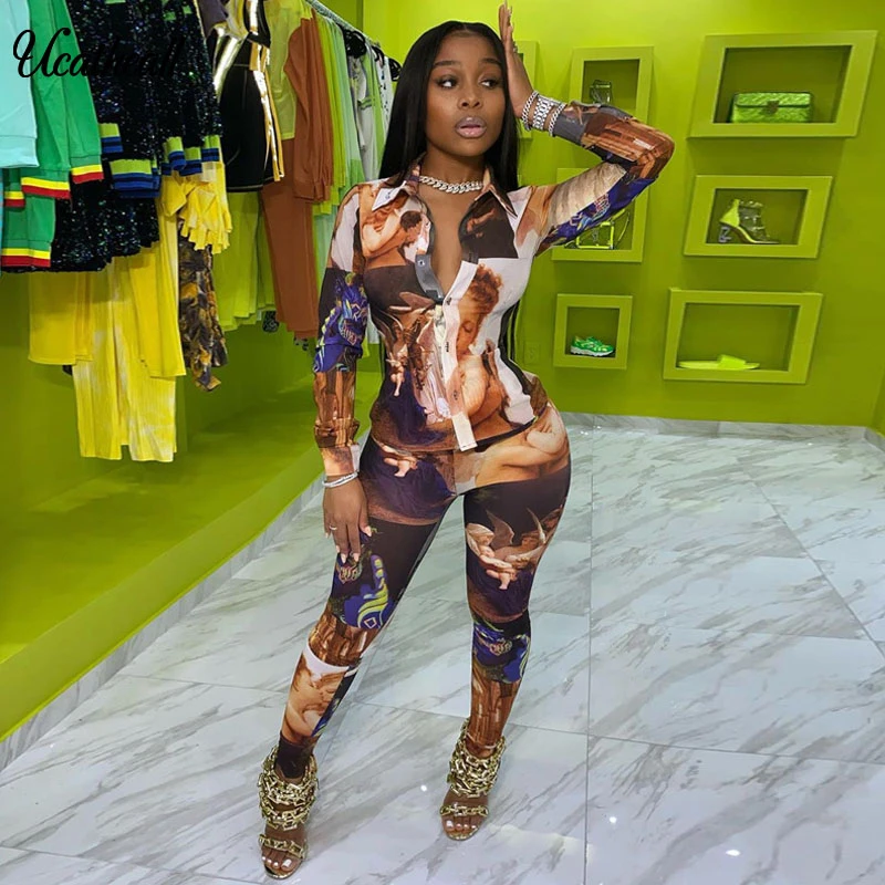 Женский спортивный костюм с длинным рукавом повседневный однобортный из рубашки