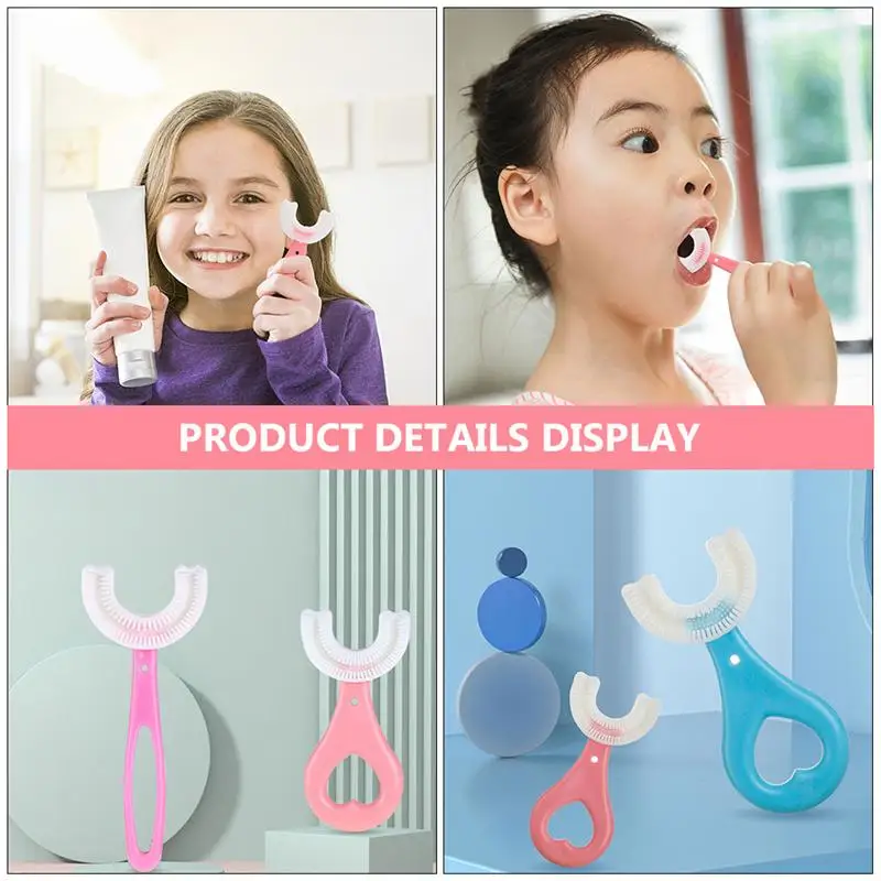 

1 Set 4Pcs Silicone Toothbrushes For Kids U-Shape Children Toothbrushes Manual Kids Tooth Brushes Teeth Cleaning Brushes