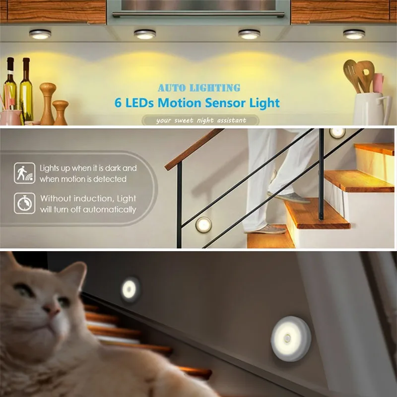 Беспроводной настенный светильник для кухни под шкаф с датчиком