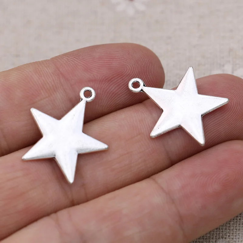 10 шт. подвески для ожерелья браслета|charm pendant|silver plated star charmsstar charm |