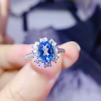925 new silver fashion simulation aquamarine topaz full diamond color treasure adjustable ring for women hand jewelry wholesale