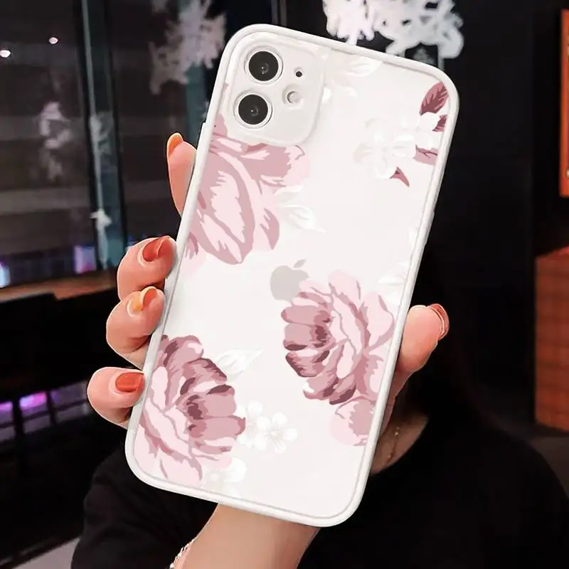 

Vintage flower rose Phone Cases matte transparent For iphone 7 8 11 12 plus mini x xs xr pro max cover
