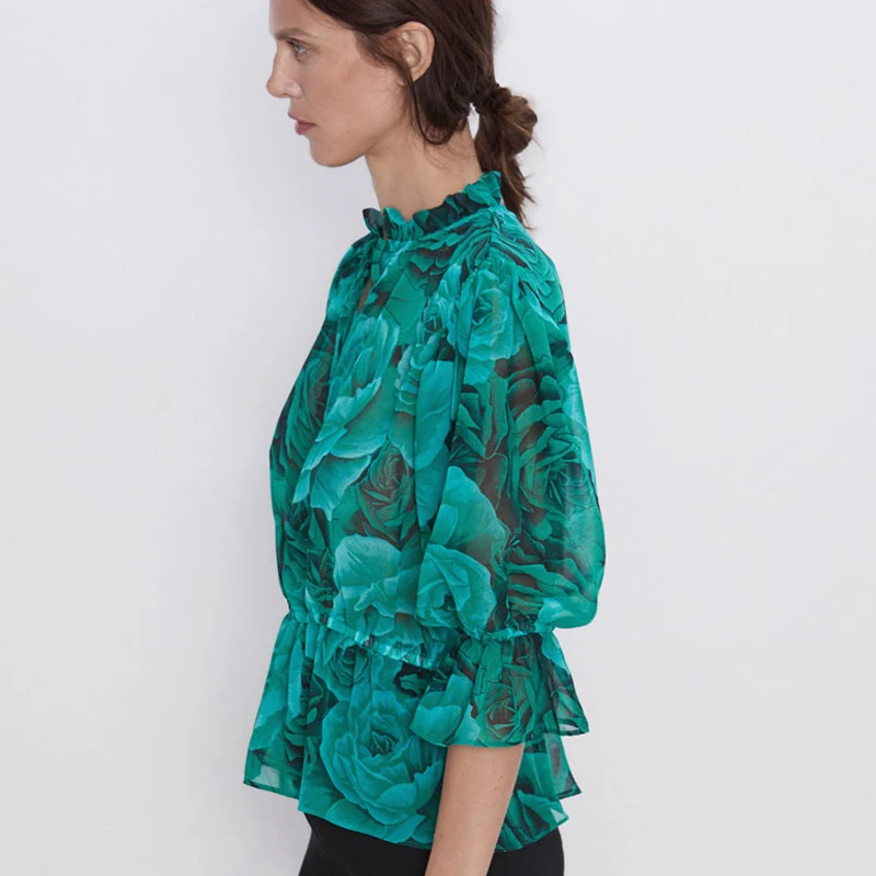 Блузки с открытыми плечами женские модные шорты цветочным принтом женская