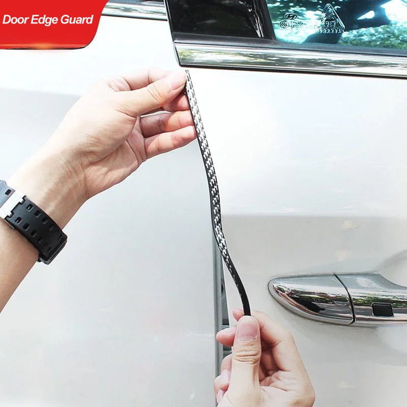 5m Universal Car Door Edge Rubber Scratch Protector Moulding Strip Carbon Fiber U Shape Protection Strip Accessories Car Styling