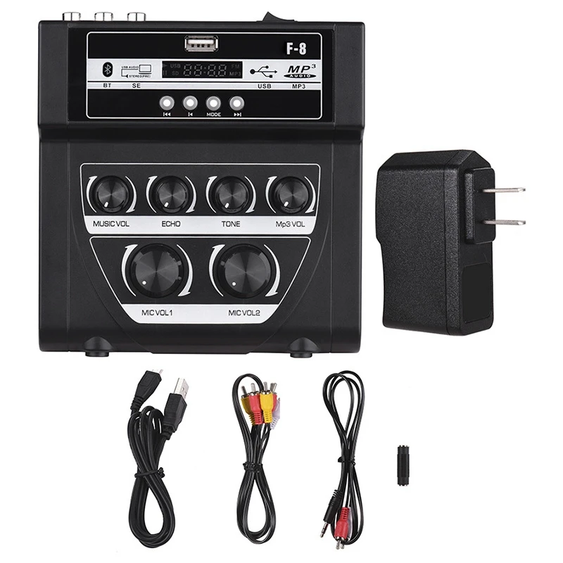 

Mini Musical Microphone Stereo Echo Mixer Support BT Recording MP3 US Plug