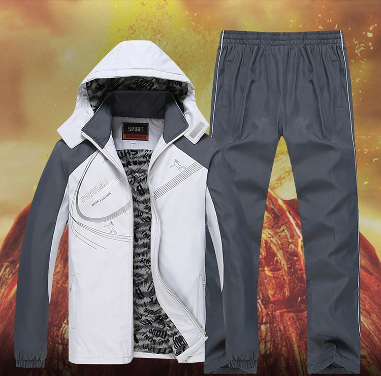 Мужской повседневный костюм модный кардиган и брюки для бега с бархатной