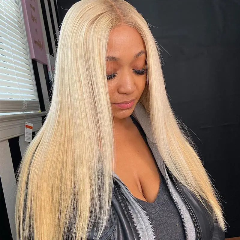 Перуанские 613 полные парики шнурка человеческие волосы парик предварительно