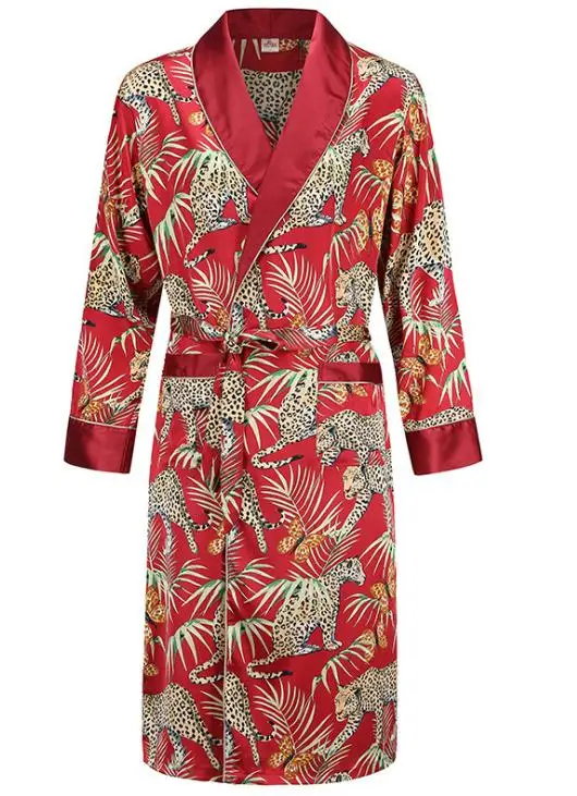 robe 2 Мужской банный халат, мужские атласные шарфы, пижама с принтом тигра, мужская летняя одежда, мужская атласная пижама, Свободная Домашняя одежда - Цвет: robe 2
