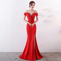 sexy mermiad high slit long pink formal evening dress women beading backless off shoulder navy blue party prom dress plus size