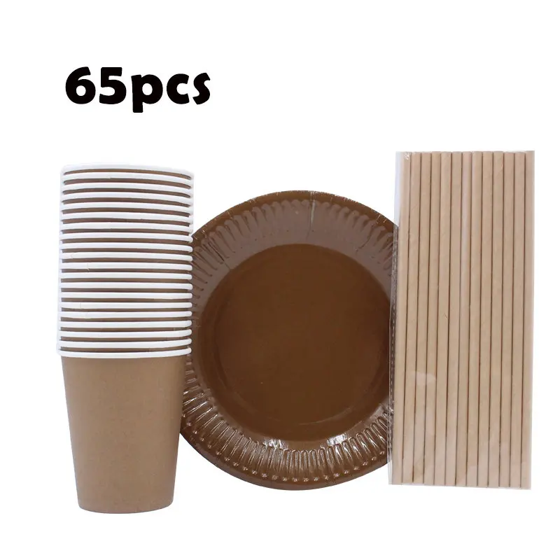 65 шт Свадебные украшения для дня рождения кофейная посуда одноразовые чашки