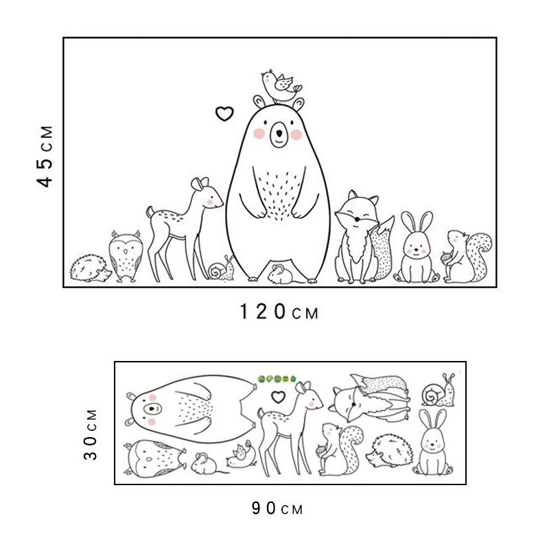 Tofok Мультяшные Животные наклейки на стену стеснительный медведь лиса для детской