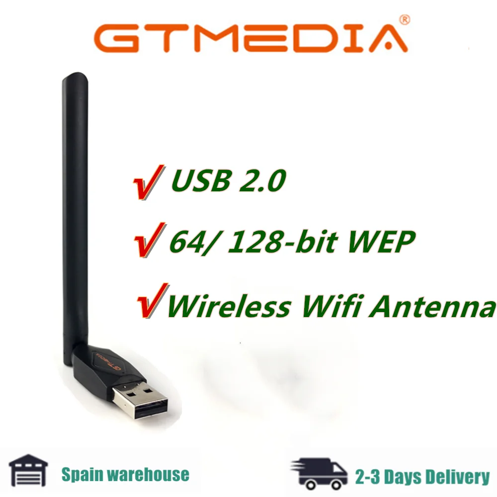 

GTMEDIA USB WiFi RT5370 With Antenna For Freesat V7S HD V8 Super,V8 NOVA TV Box Digital Set Top Box Receptor Satellite Receiver