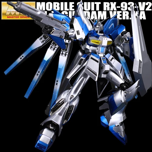 BANDAI MG 1/100 RX-93-V2 Hi-V-воина гундама панель с карточками модель Wandai металлический раскраска игрушки Фигурки - Цвет: Blue