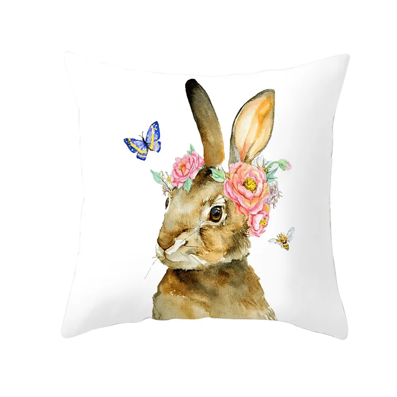 

Пасхальный чехол для подушки с изображением кролика и яиц, украшение на Пасху, для гостиной, дивана, наволочка EA22