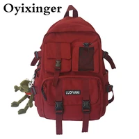 oyixinger multiple pocket women backpack waterproof high quality nylon school bags for student unisex insert buckle travel bag