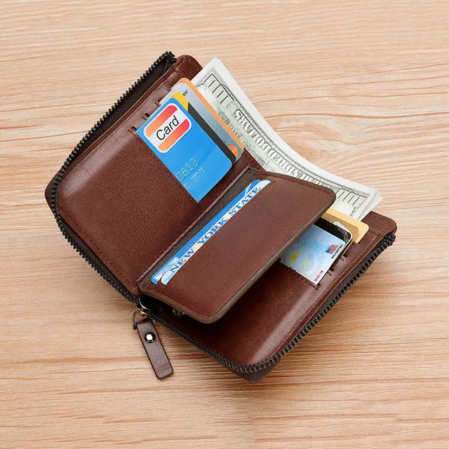New Women Wallet Rfid Blocking Genuine Leather Wallet Zipper Business Card Holder Purse Wallet Men 4