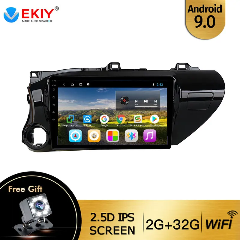 

EKIY Android 9,0 автомобильное радио для Toyota Hilux 2017 DVD авто мультимедийный плеер сенсорный экран Bluetooth GPS навигация Wifi стерео BT