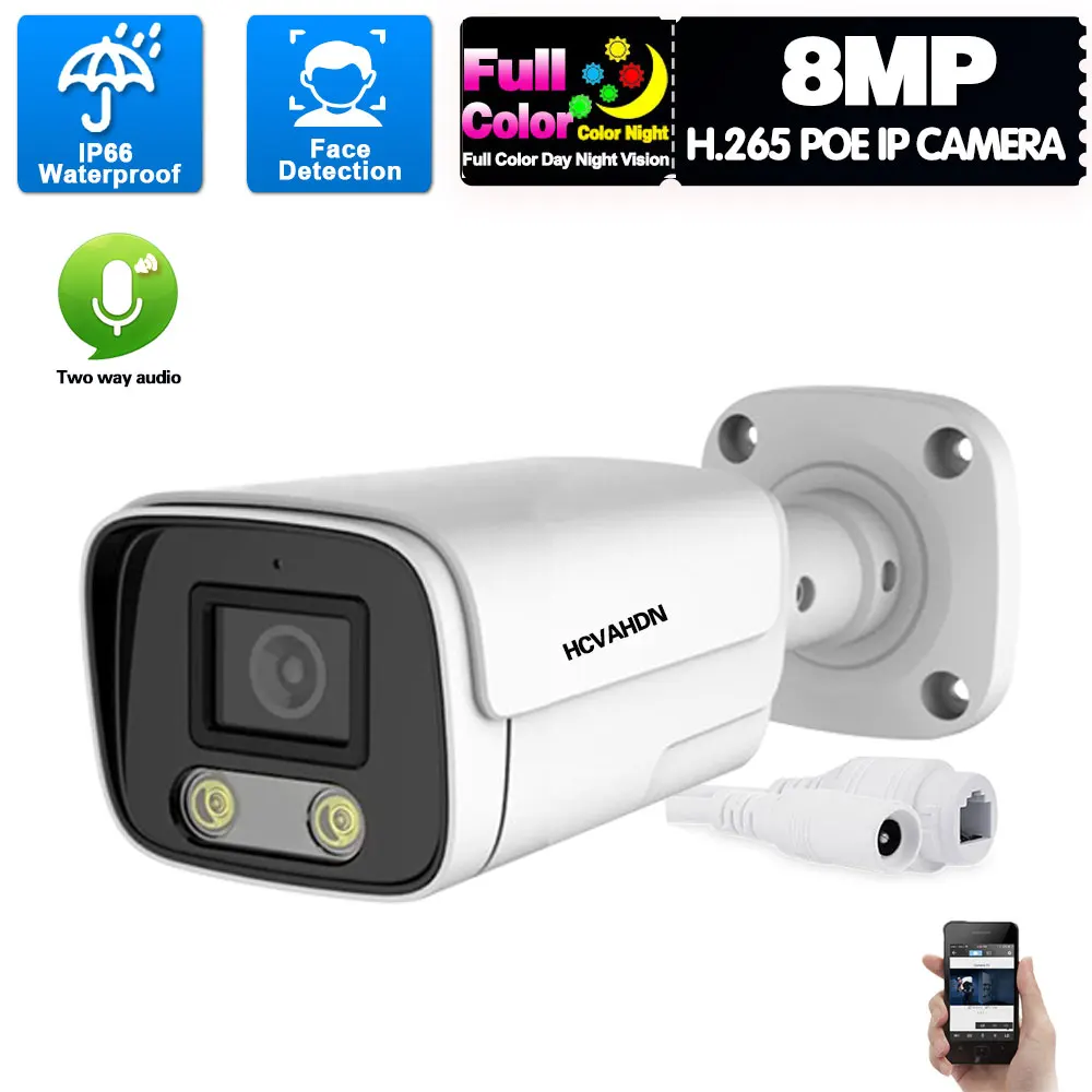4K Bullet camera POE Face detection CCTV IP Security camera 8MP Color night vision POE Video Video Surveillance Cam P2P XMEYE
