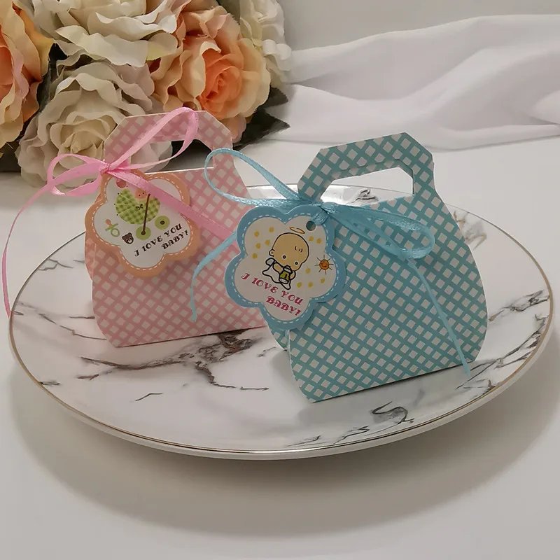 50 шт./лот Подарочная коробка для конфет детского душа Сумочка мальчиков и девочек